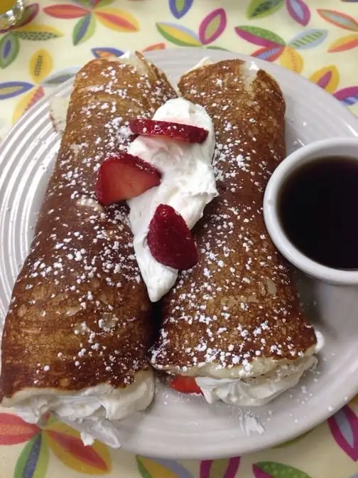 Strawberry Whipped Cream Rolled Pancakes.