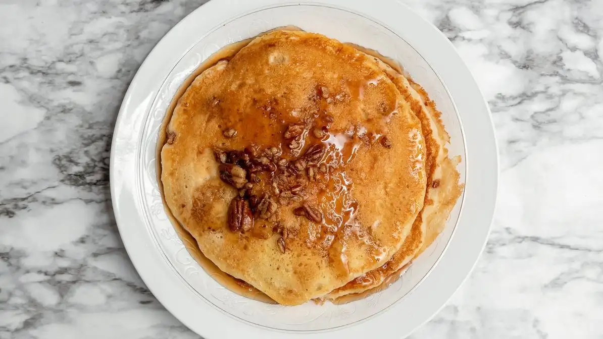 Salted Caramel Pecan Pancakes.